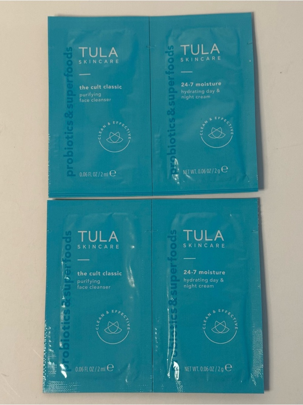 Tula 2Pk Cult Classic Purifying Cleanser & 24-7 Moisture D/N Cream .06oz NEW